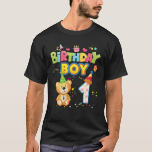 Birthday Prince 1St Cute Teddy Bear 1 Year Old Boy T-Shirt