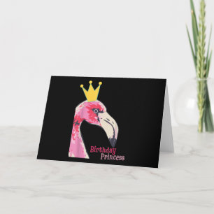 Birthday Princess Girl Flamingo   Cute Flamingo Holiday Card