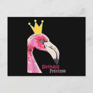 Birthday Princess Girl Flamingo Cute Flamingo Invitation Postcard