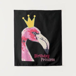 Birthday Princess Girl Flamingo | Cute Flamingo Tapestry