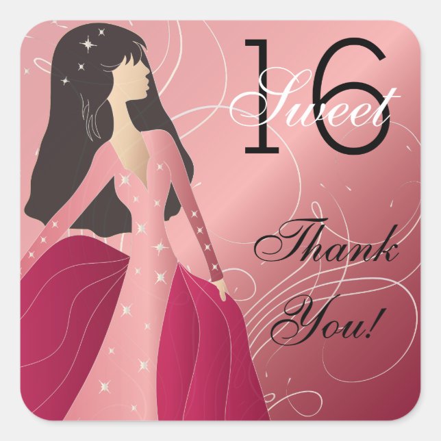 Birthday Princess Girl Square Sticker (Front)