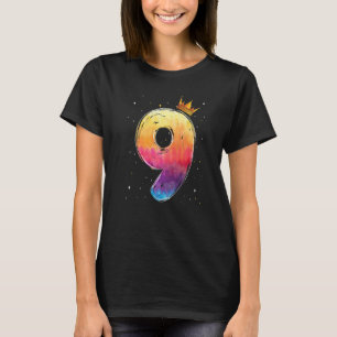 Birthday Princess Girl Tie Dye 9 Nine Year Old 9th T-Shirt