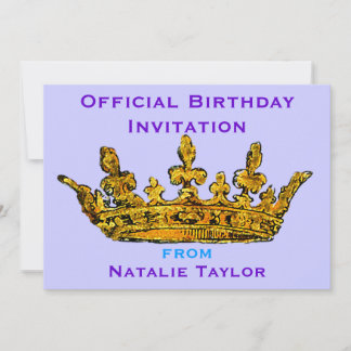 Birthday Princess Gold Crown Invitation