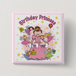 Birthday Princess I'm Four T-shirts and Gifts 15 Cm Square Badge