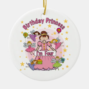 Birthday Princess I'm Four T-shirts and Gifts Ceramic Tree Decoration