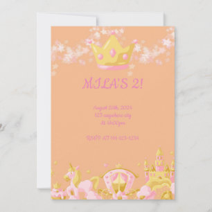 BIRTHDAY PRINCESS INVITATION PEACH COLOR