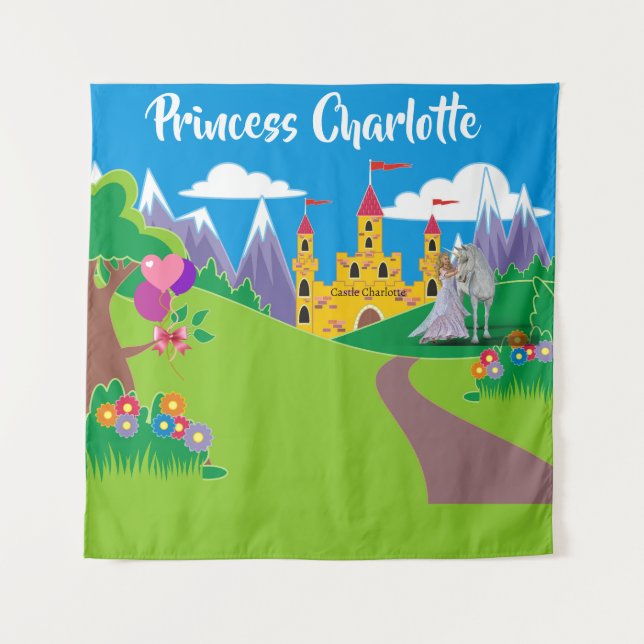 Birthday Princess Name Party  Selfie Photo Unicorn Tapestry (Front (Horizontal))