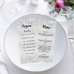 Birthday Progam Menu silver confetti<br><div class="desc">Birthday party program on the front and the menu on the back.  Personalise and add a name,  age,  date,  program on the front and a the menu on the back.  A stylish faux silver looking background,  decorated with faux silver confetti. Black coloured letters.</div>