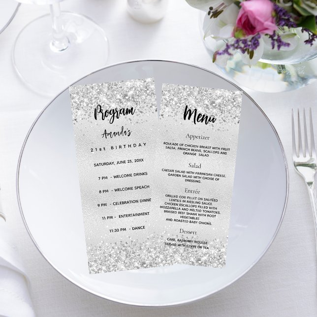 Birthday Progam Menu silver confetti (Creator Uploaded)