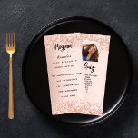 Birthday Progam Quiz rose gold glitter photo Rack Card<br><div class="desc">Birthday party program on the front and a quiz, game on the back. Personalise and add a name, age, date, program on the pront and a quiz on the back. A chic rose gold gradient background, decorated with faux glitter, sparkles. Black coloured letters. Tip: If you have a lot of...</div>