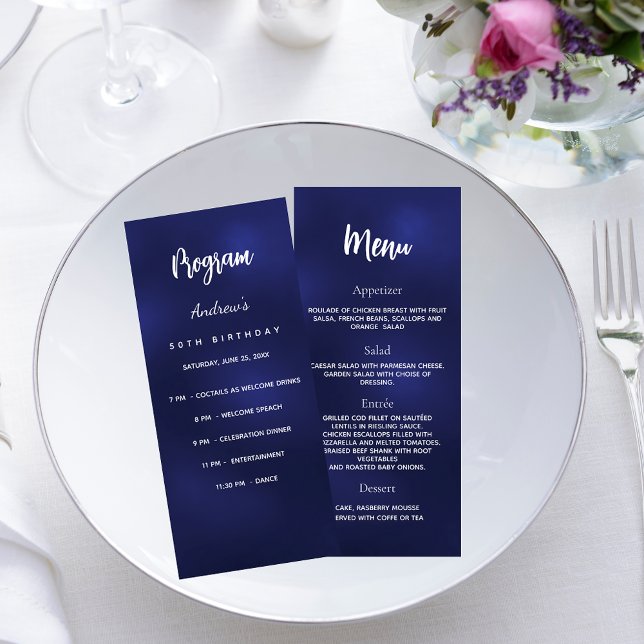 Birthday program menu navy blue (Creator Uploaded)