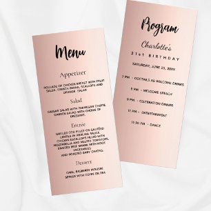Birthday Program Menu rose gold elegant
