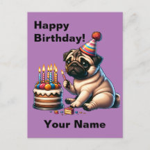Birthday Pug Customisable Greeting