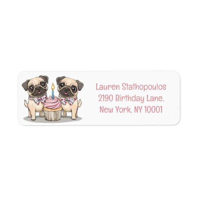 Birthday Pug Dogs Cupcake (Front)