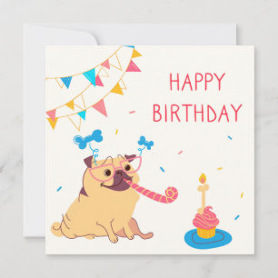 Birthday Pug Holiday Card