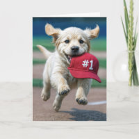 Birthday Puppy With #1 Red Baseball Cap