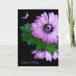 birthday purple daisy with bubble reflection card