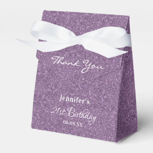 Birthday  purple glitter drips monogram thank you favour box