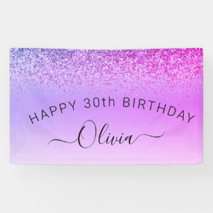 Birthday Purple Glitter Girly Modern Banner