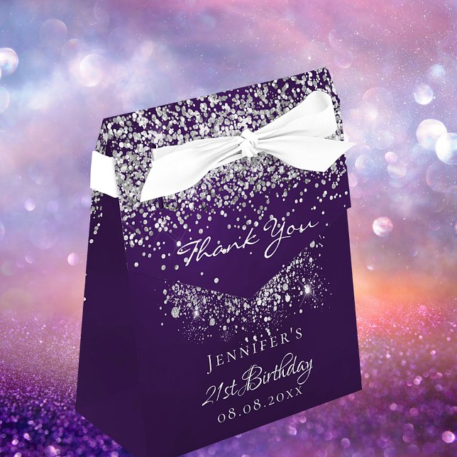 Birthday purple glitter silver  thank you favour box (Creator Uploaded)