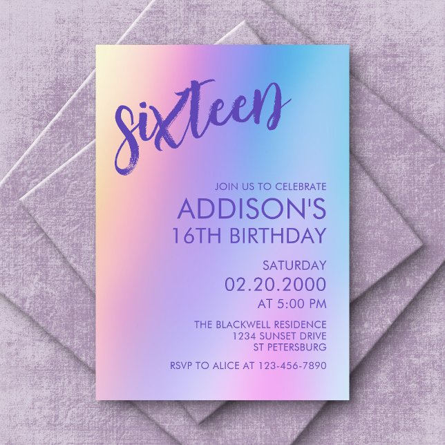 Birthday Purple Holographic Invitation (Creator Uploaded)