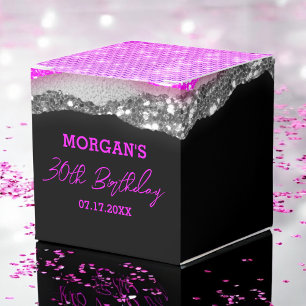 Birthday Purple Silver Glitter Name Thank You Favour Box