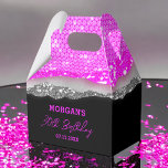 Birthday Purple Silver Glitter Name Thank You Favour Box<br><div class="desc">Add a touch of glam to your celebration with our Birthday Black Purple Silver Glitter Name Thank You Favour Boxes! These stylish boxes feature a sleek black design accented with purple silver glitter and personalised with your name for a custom touch. Perfect for party favours, they combine elegance with a...</div>
