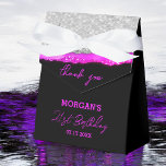 Birthday Purple Silver Glitter Name Thank You Favour Box<br><div class="desc">Add a touch of glam to your celebration with our Birthday Purple Silver Glitter Name Thank You Favour Boxes! These stylish boxes feature a sleek black design accented with purple silver glitter and personalised with your name for a custom touch. Perfect for party favours, they combine elegance with a bit...</div>