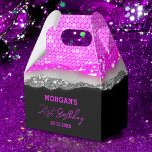 Birthday Purple Silver Glitter Name Thank You Favour Box<br><div class="desc">Add a touch of glam to your celebration with our Birthday Black Purple Silver Glitter Name Thank You Favour Boxes! These stylish boxes feature a sleek black design accented with purple silver glitter and personalised with your name for a custom touch. Perfect for party favours, they combine elegance with a...</div>