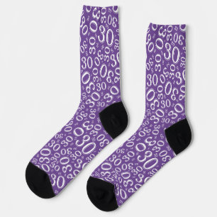 Birthday Purple/White Random Number Pattern 30 Socks