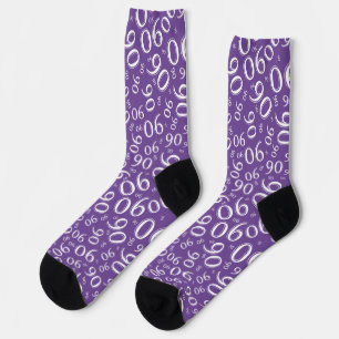Birthday Purple/White Random Number Pattern 90 Socks