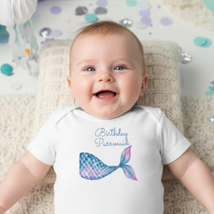 Birthday purrmaid cat mermaid watercolor baby bodysuit