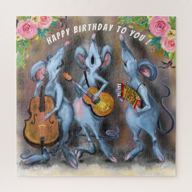 Birthday Puzzle Gift with Mouse Music Band - Fun (Vertical)