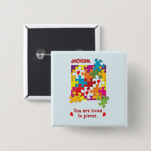 Birthday Puzzle Love to Pieces 15 Cm Square Badge