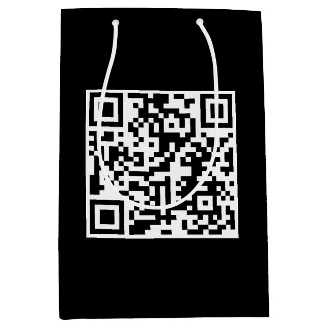 Birthday QR Code On Black Medium Gift Bag (Front)