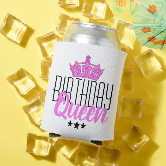 Birthday Queen and Pink Crown Can Cooler (In Situ Summer)