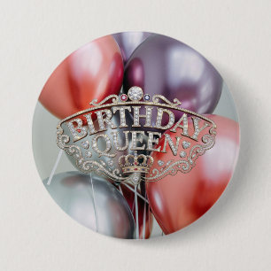 Birthday Queen Balloons Button