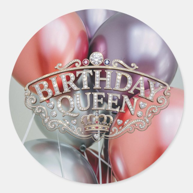 Birthday Queen Balloons Sticker  (Front)