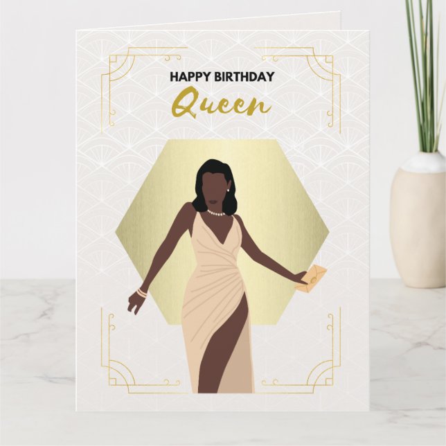 Birthday Queen | Black Greeting Card (Front)