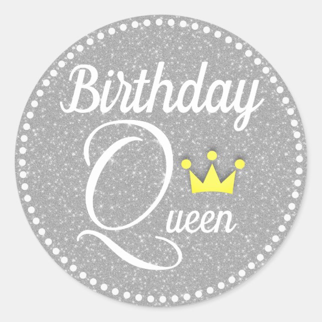 Birthday Queen Classic Round Sticker (Front)