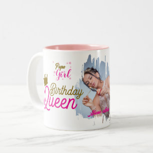 Birthday Queen Custom photo text design Two-Tone Coffee Mug
