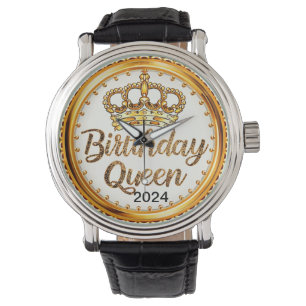 Birthday Queen Gold Crown Party 2024 Girls Bday Watch