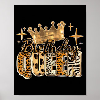 Birthday Queen Golden Crown Aamerican Afro Girls Poster