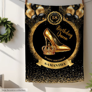 Birthday Queen High Heels Gold Blanket Gift