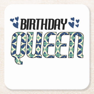 Birthday Queen Square Paper Coaster