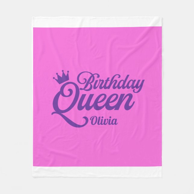 Birthday Queen throw Fleece Blanket (Front)
