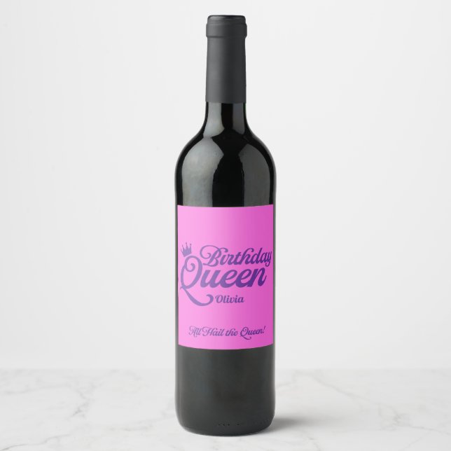 Birthday Queen Wine Labels (Front)