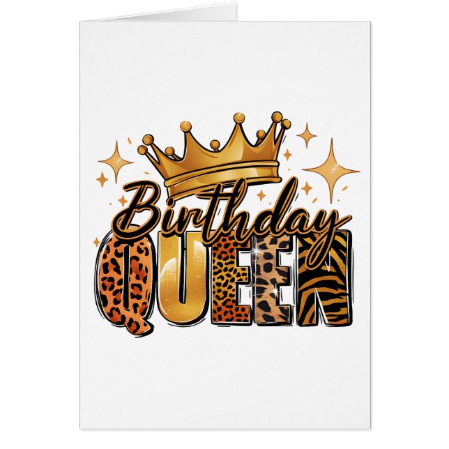 Birthday Queen with Golden Crown Leopard (Front)