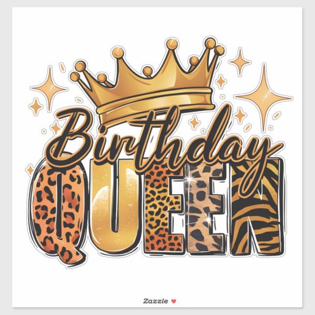 Birthday Queen with Golden Crown Leopard (Sheet)