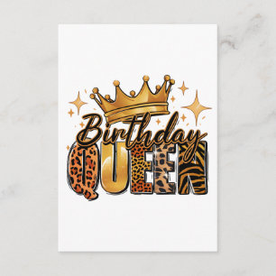 Birthday Queen with Golden Crown Leopard Enclosure Card